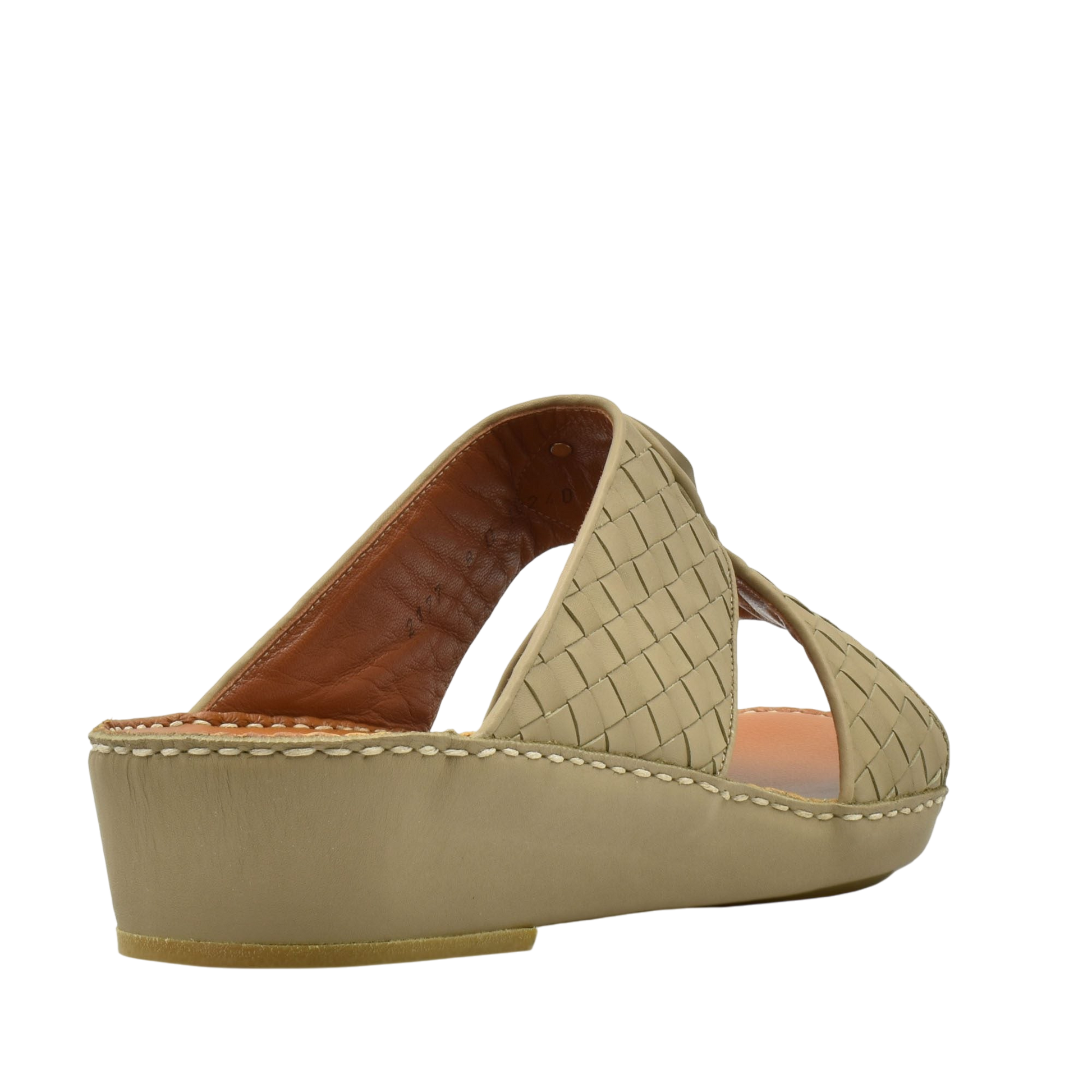 Beige Peninsula Classica Trecce sandals with woven leather upper and wedge sole