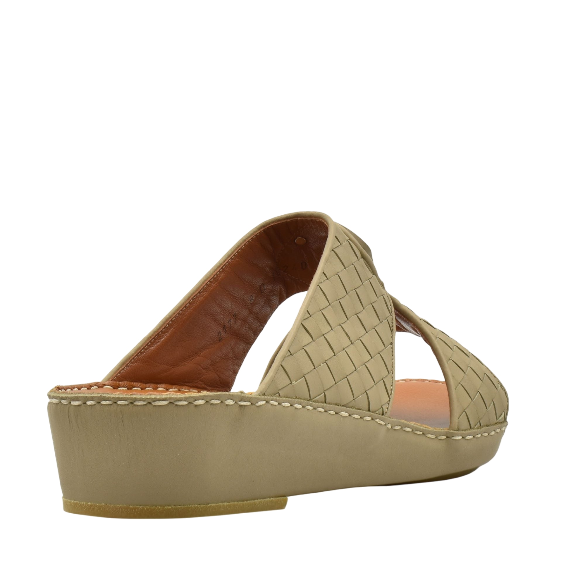 Beige Peninsula Classica Trecce sandals with woven leather upper and wedge sole