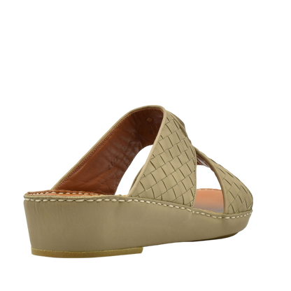 Beige Peninsula Classica Trecce sandals with woven leather upper and wedge sole