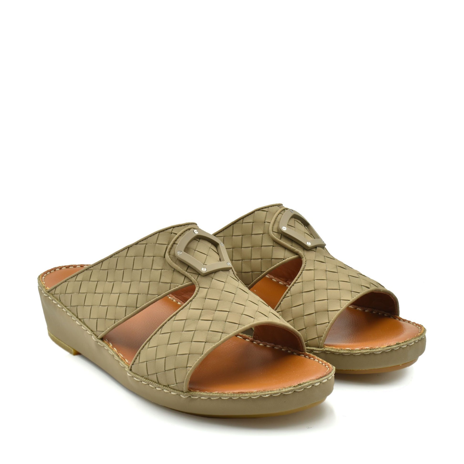 Beige Peninsula Classica Trecce sandals with woven design and open toe slip-on style