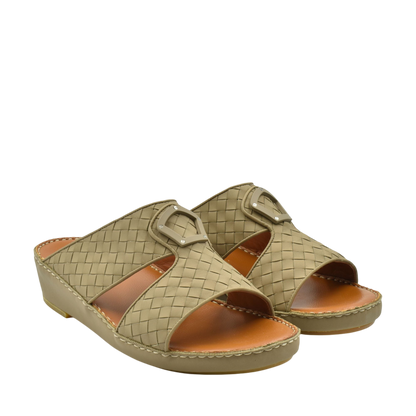 Beige Peninsula Classica Trecce sandals with woven design and open toe slip-on style