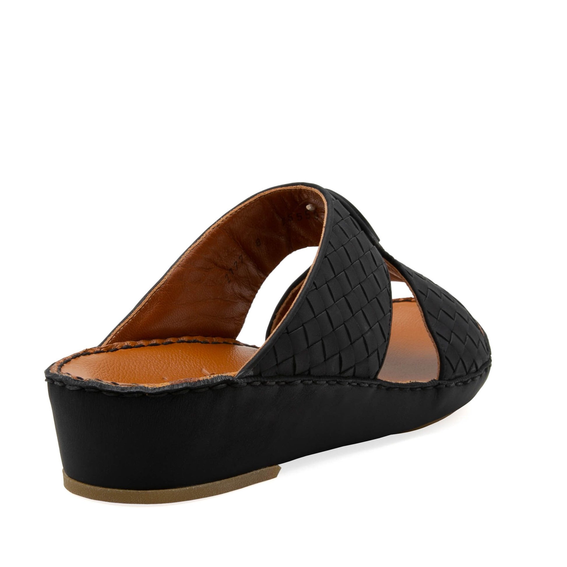 Black Peninsula Classica Trecce sandals with woven leather upper and comfortable wedge sole