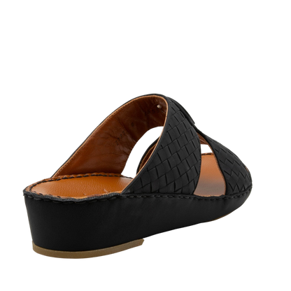 Black Peninsula Classica Trecce sandals with woven leather upper and comfortable wedge sole