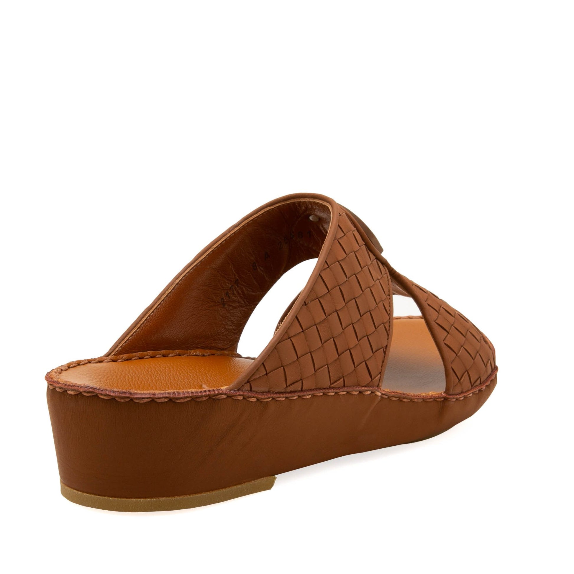 Brown woven leather Peninsula Classica Trecce sandals with low wedge heel from Private collection