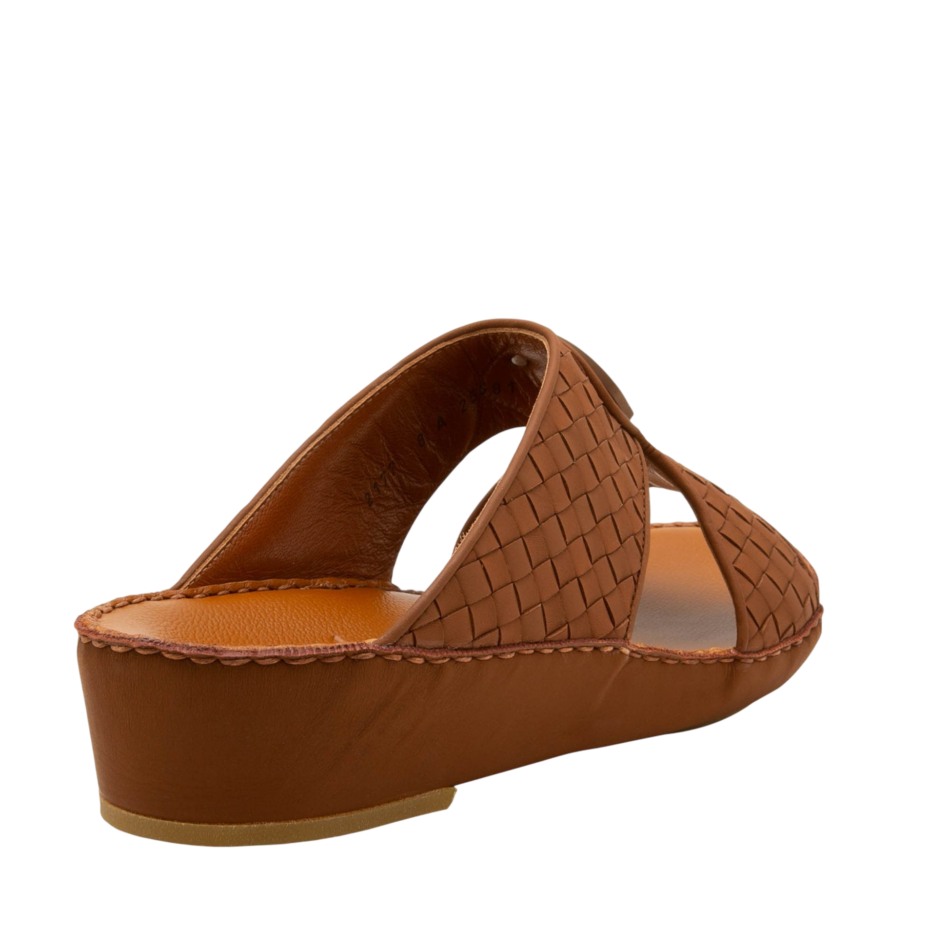 Brown woven leather Peninsula Classica Trecce sandals with low wedge heel from Private collection