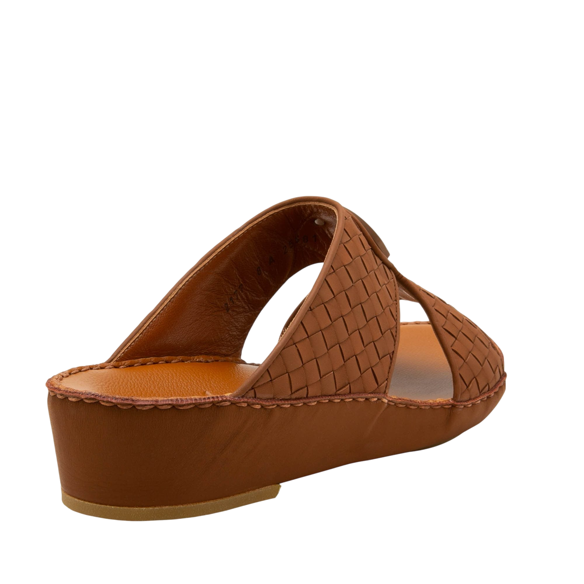 Brown woven leather Peninsula Classica Trecce sandals with low wedge heel from Private collection