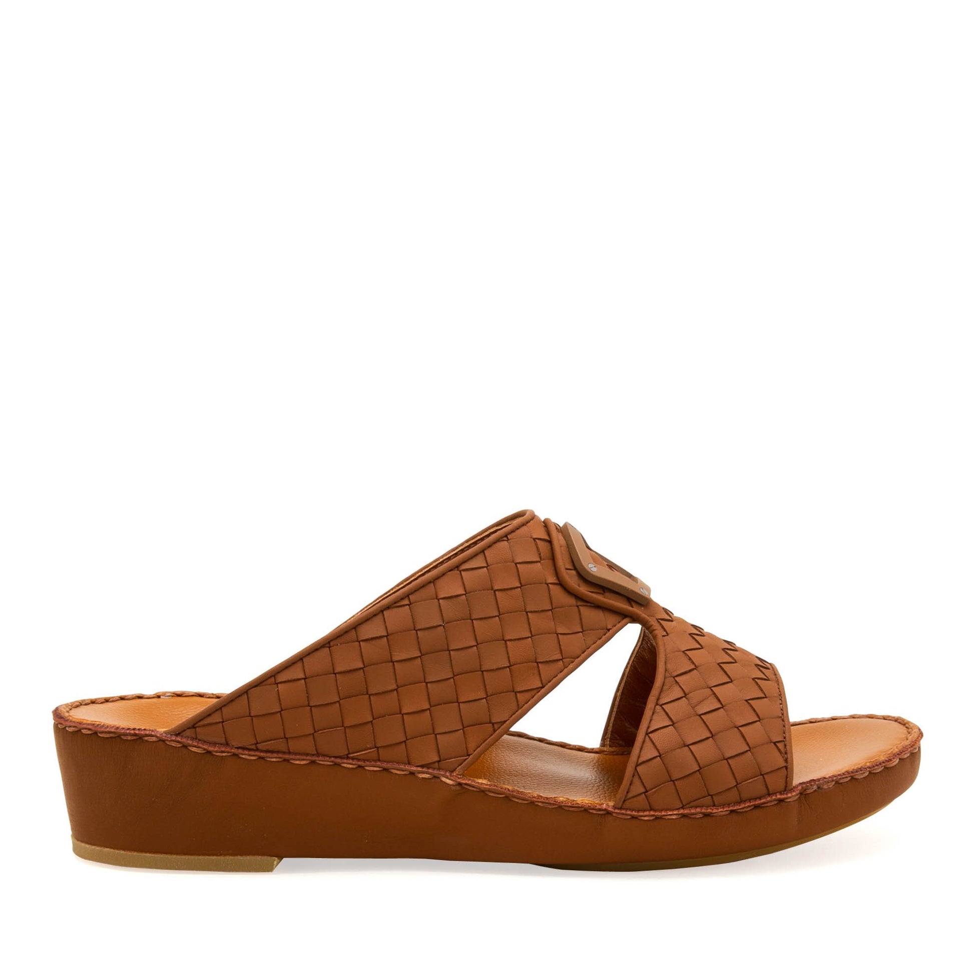 Brown Peninsula Classica Trecce sandals with woven leather design and comfortable wedge sole