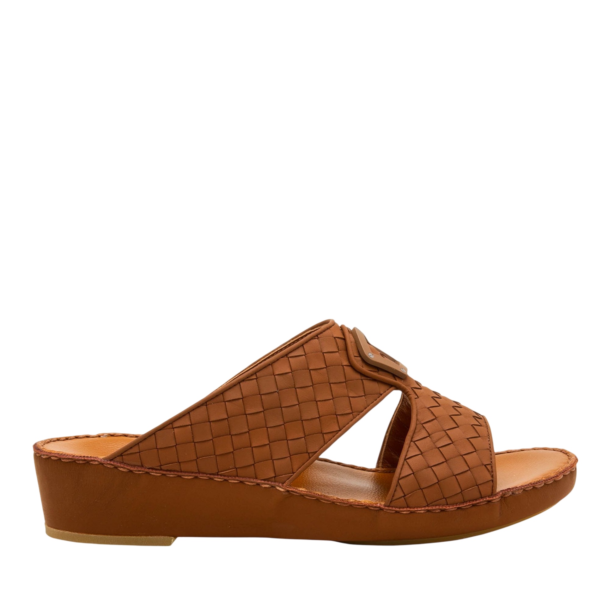 Brown Peninsula Classica Trecce sandals with woven leather design and comfortable wedge sole