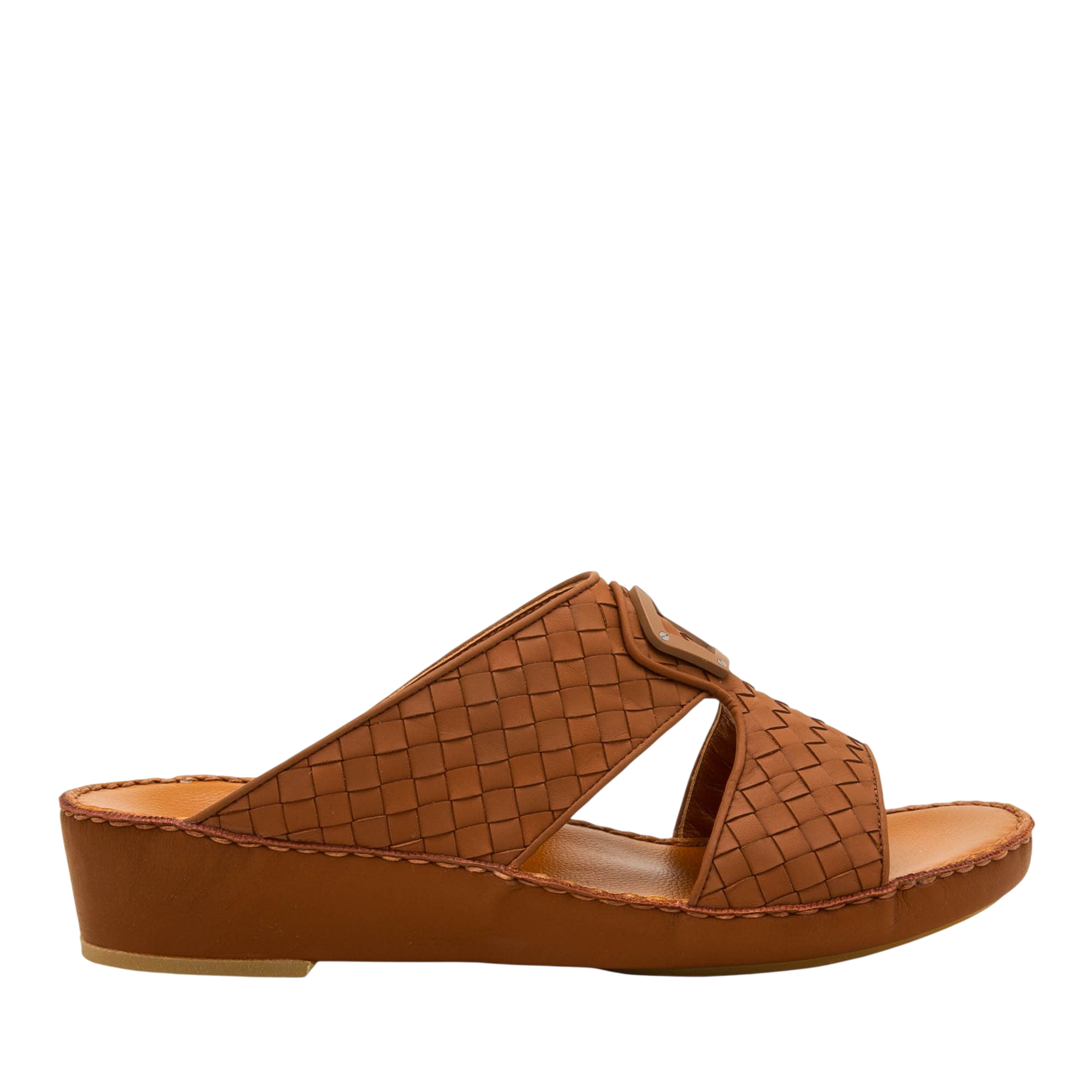 Brown Peninsula Classica Trecce sandals with woven leather design and comfortable wedge sole