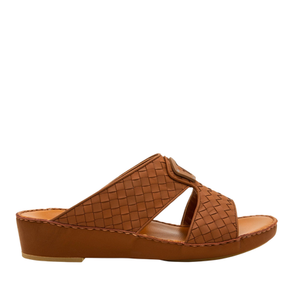 Brown Peninsula Classica Trecce sandals with woven leather design and comfortable wedge sole