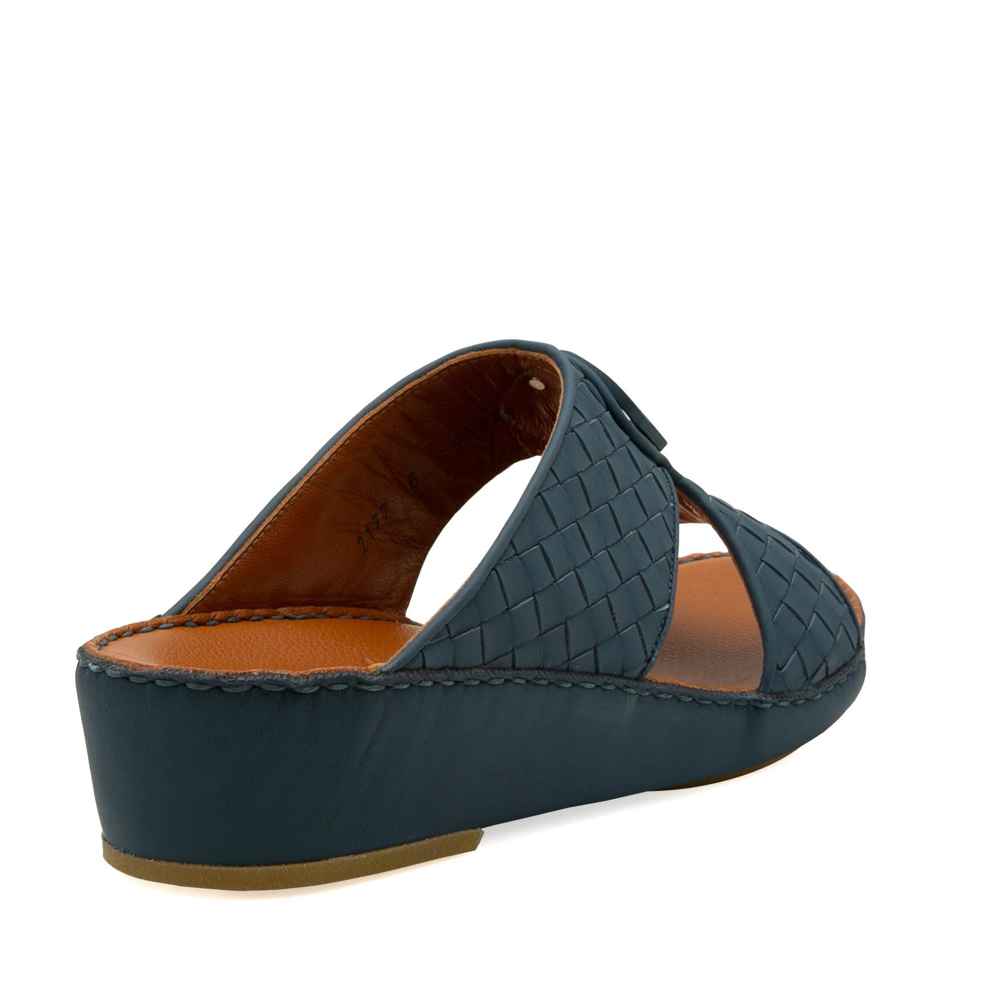 Black woven leather Peninsula Classica Trecce sandals with low wedge heel and open toe design
