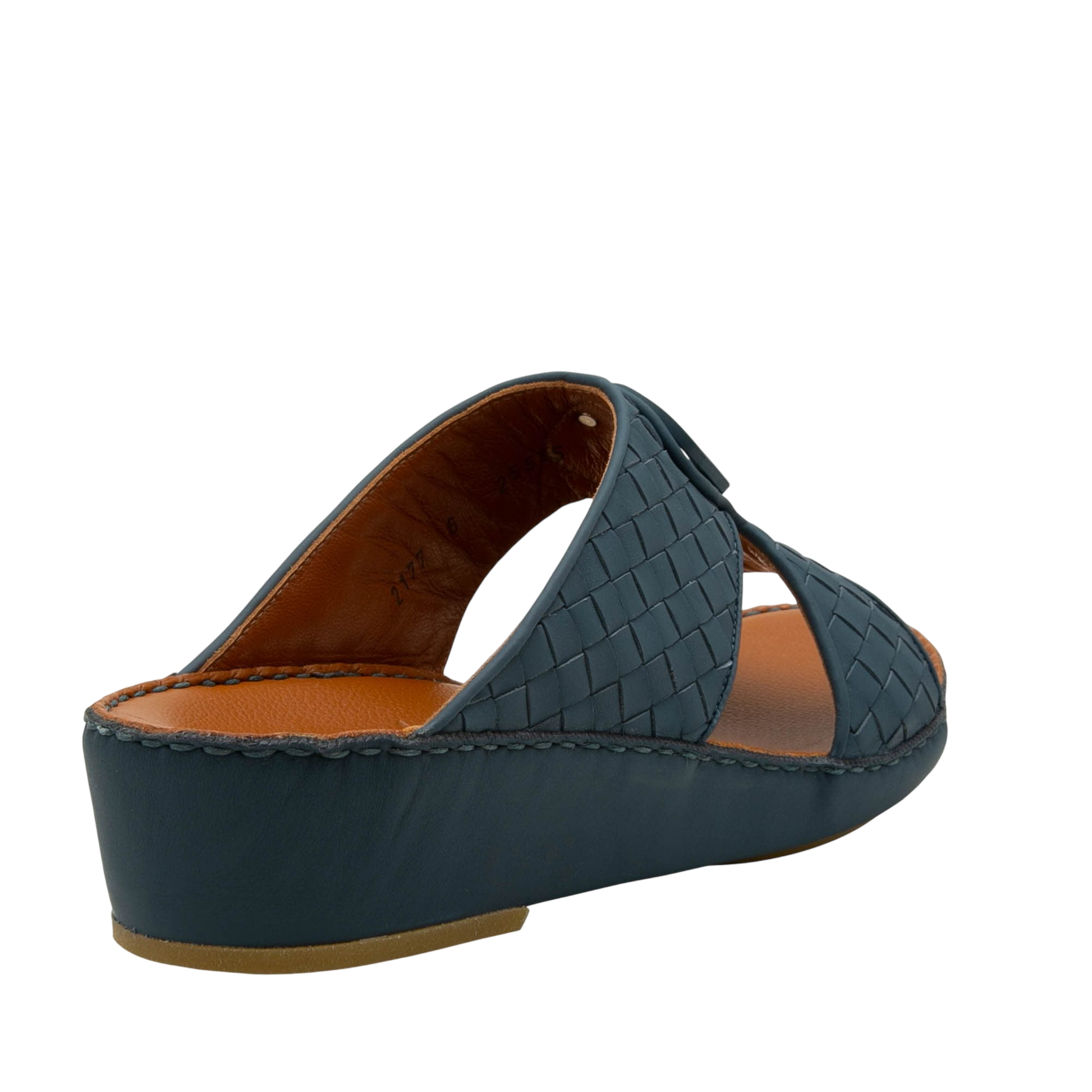 Black woven leather Peninsula Classica Trecce sandals with low wedge heel and open toe design
