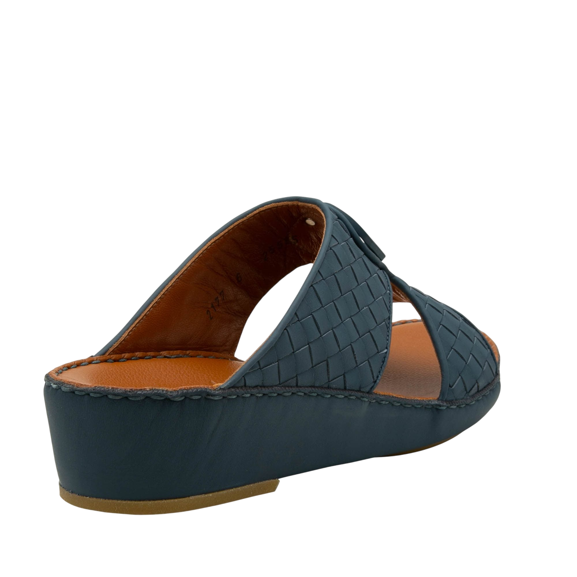 Black woven leather Peninsula Classica Trecce sandals with low wedge heel and open toe design