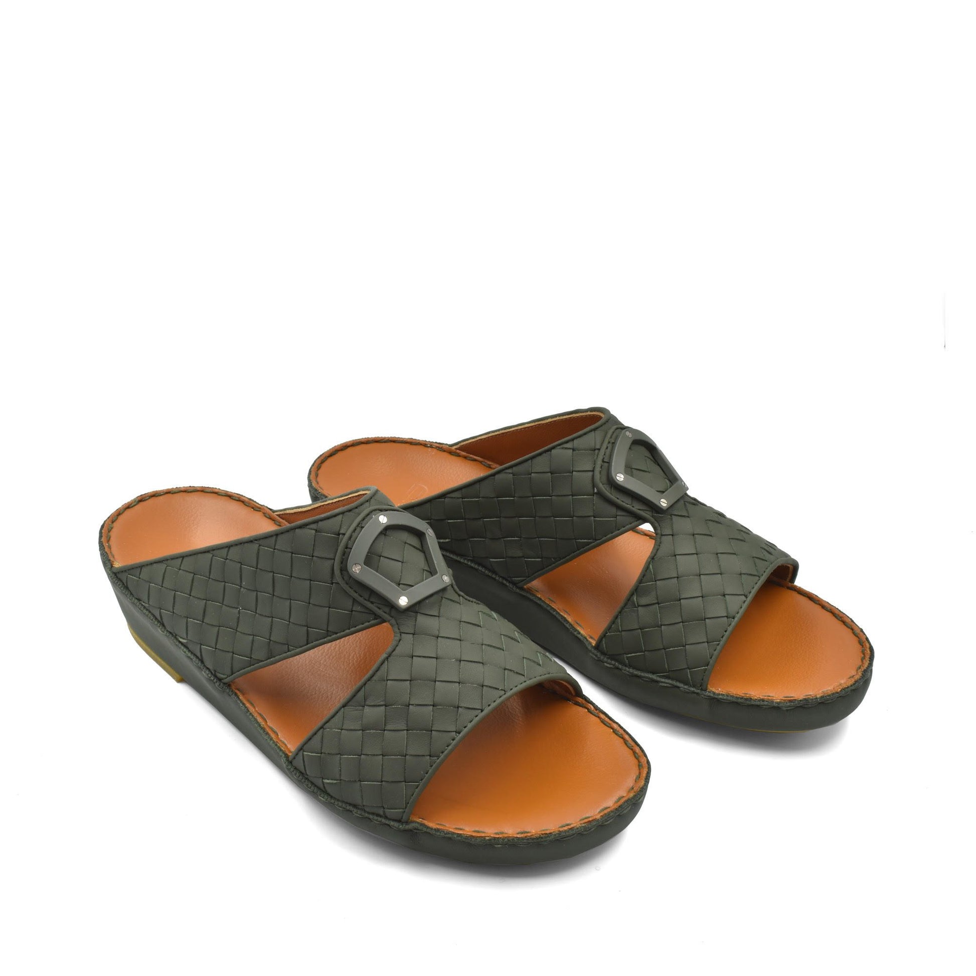 Private collection Peninsula Classica Trecce sandals in black woven leather with open toe and buckle detail