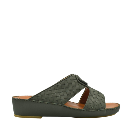Olive green Peninsula Classica Trecce sandals with woven leather upper and cushioned sole