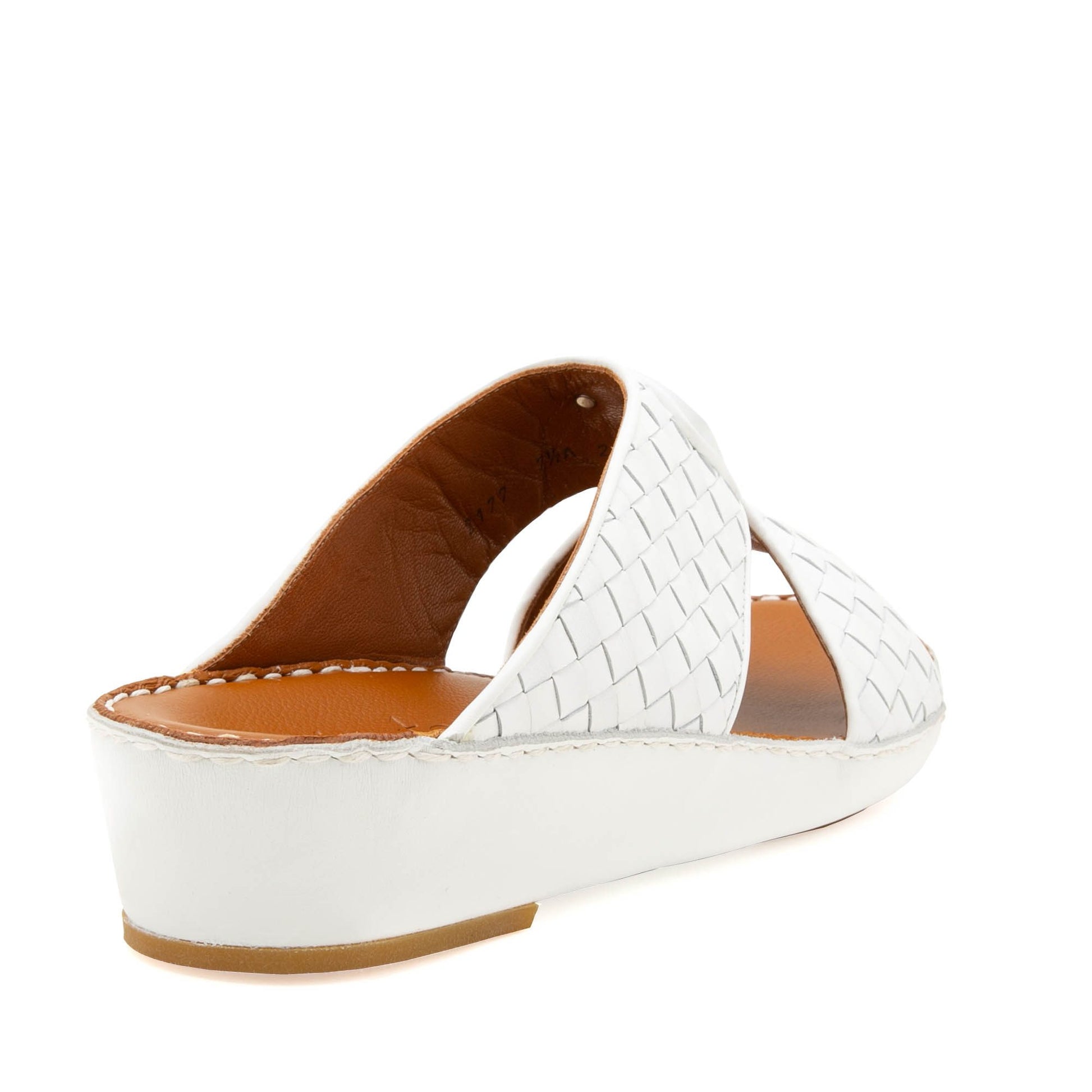 White Peninsula Classica Trecce sandals with woven leather upper and low wedge heel