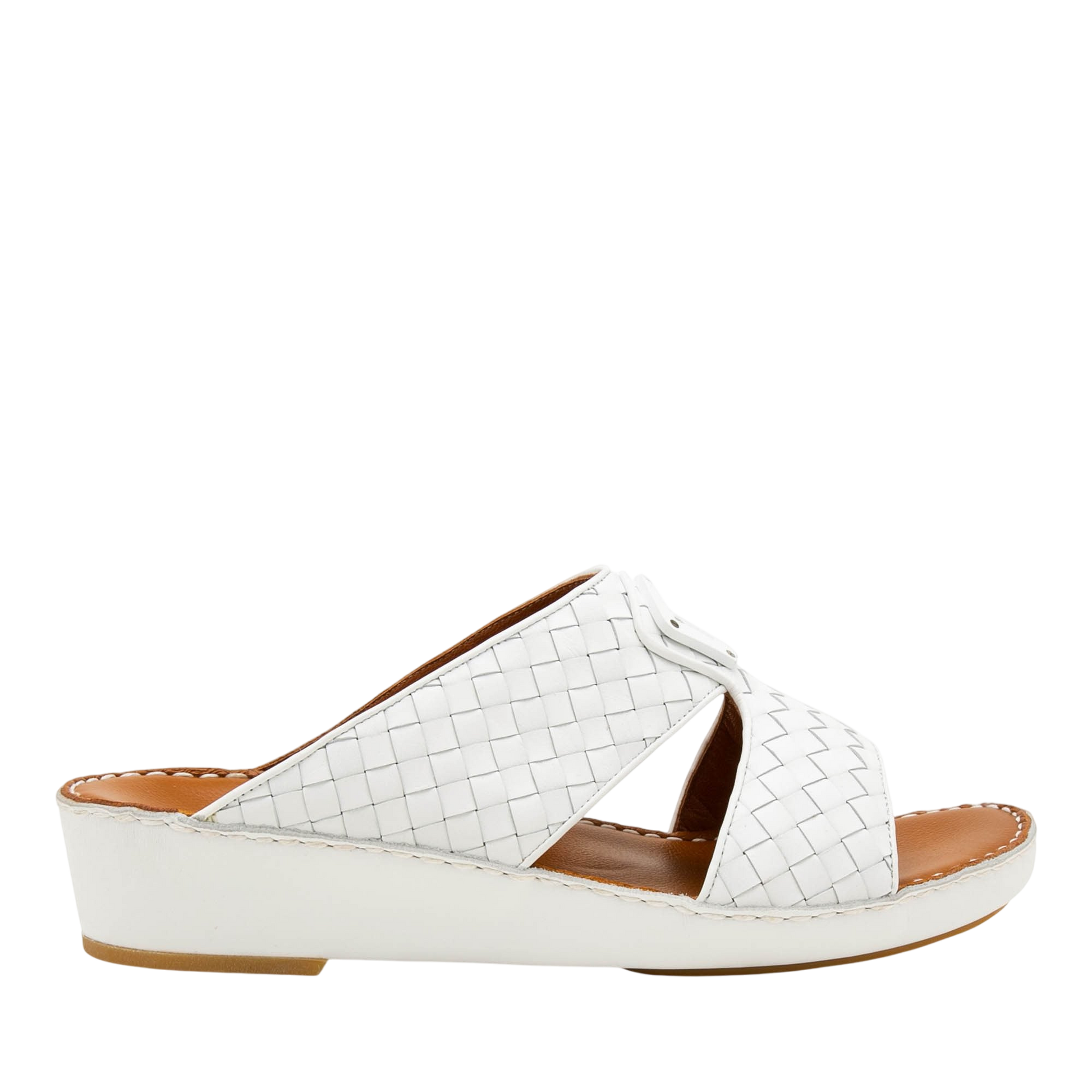 White woven leather slip-on Peninsula Classica Trecce sandals with low wedge heel