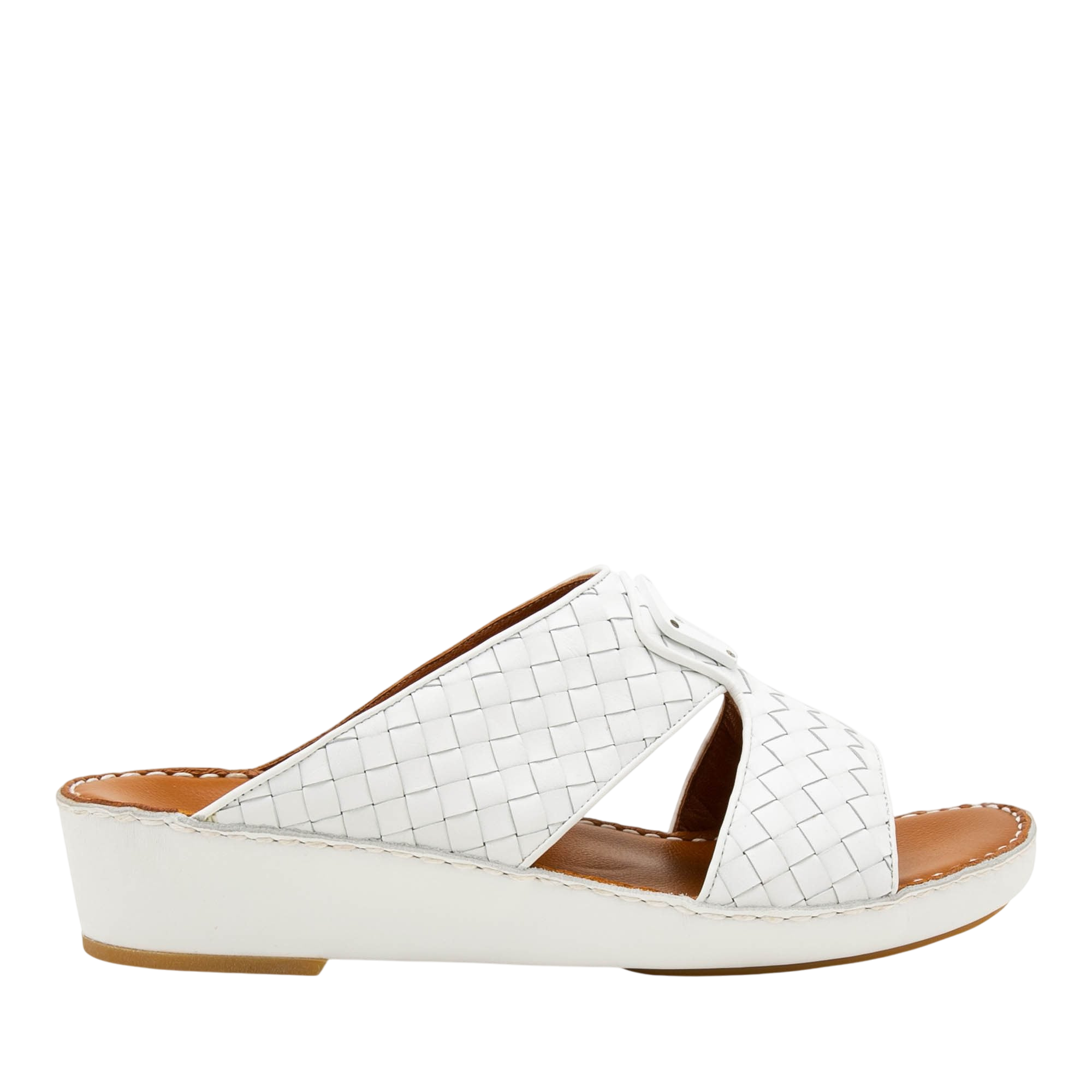 White woven leather slip-on Peninsula Classica Trecce sandals with low wedge heel
