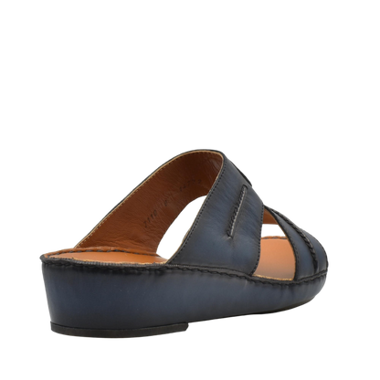 Blue Peninsula Laceto footwear leather slide sandal with cushioned sole and open toe design