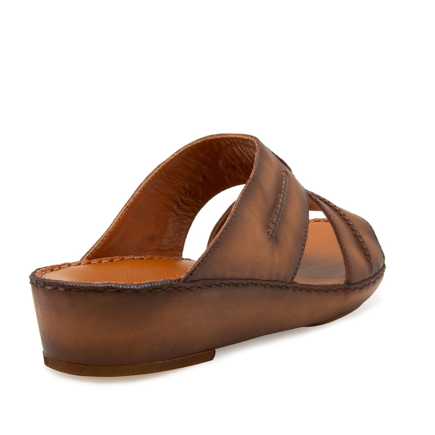 Brown leather slip-on sandal from Private Collection Peninsula Laceto footwear with stitched detailing