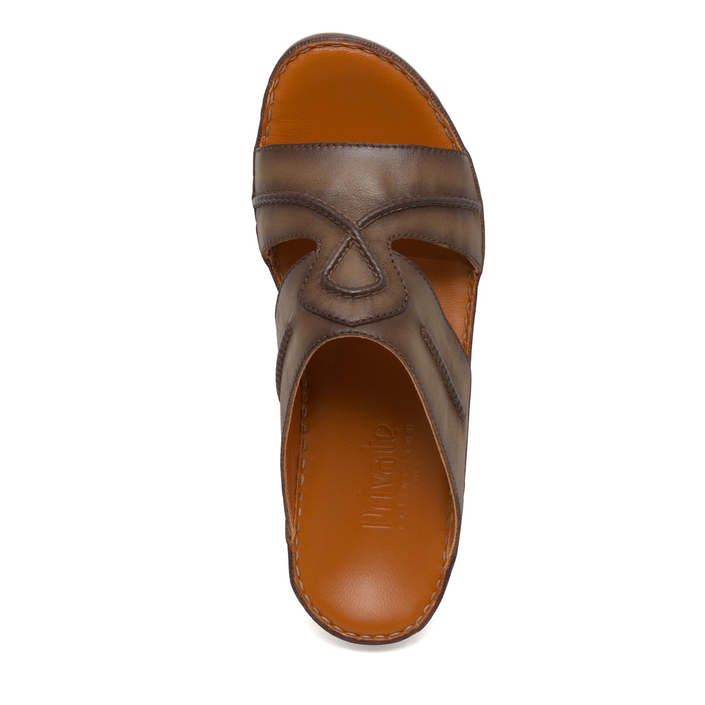 Brown Peninsula Laceto footwear leather sandal with open toe and cushioned sole from Private collection