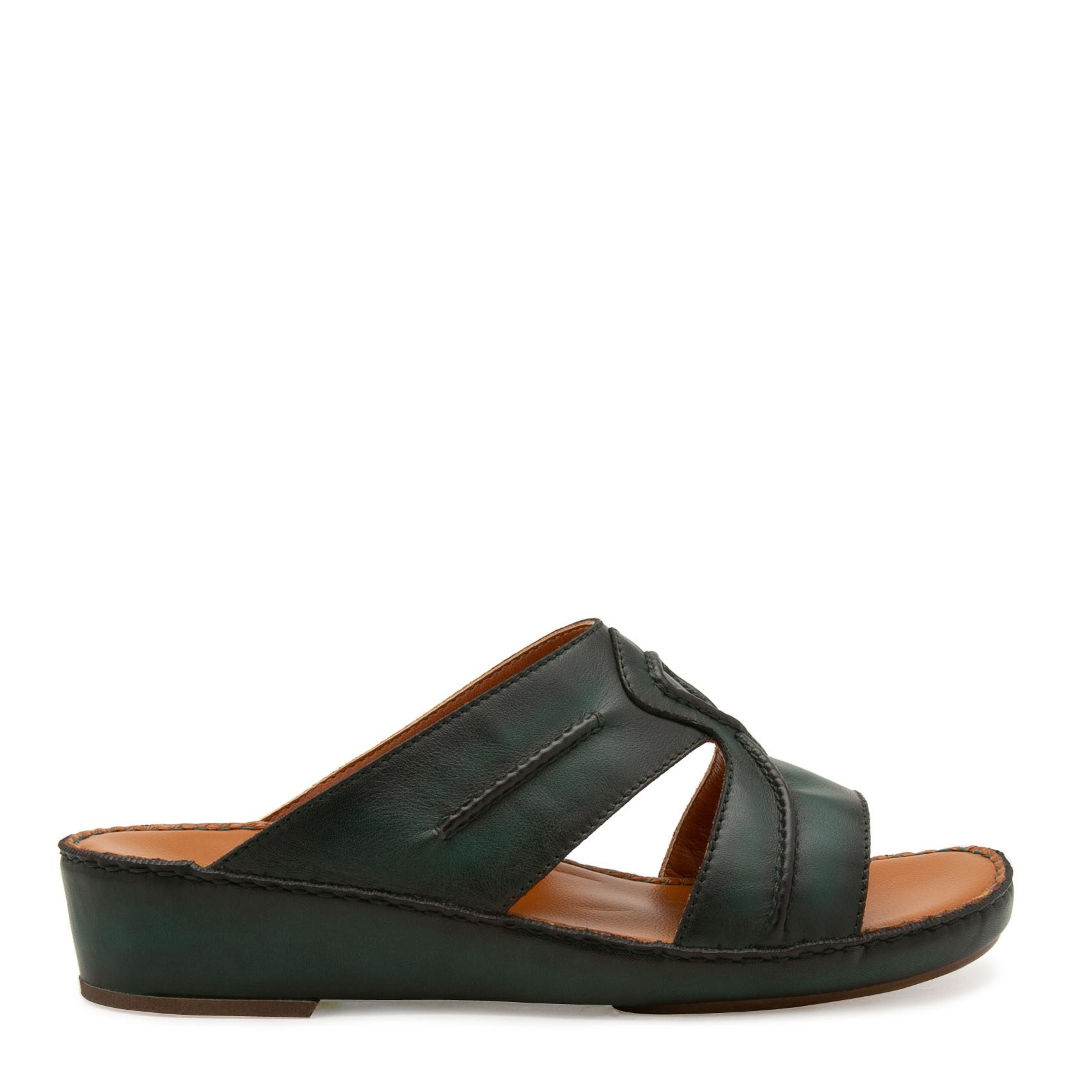 Black Peninsula Laceto footwear open-toe slip-on sandal with leather straps and cushioned sole