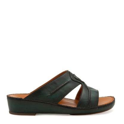 Black Peninsula Laceto footwear open-toe slip-on sandal with leather straps and cushioned sole