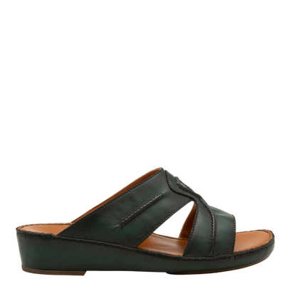 Black Peninsula Laceto footwear open-toe slip-on sandal with leather straps and cushioned sole