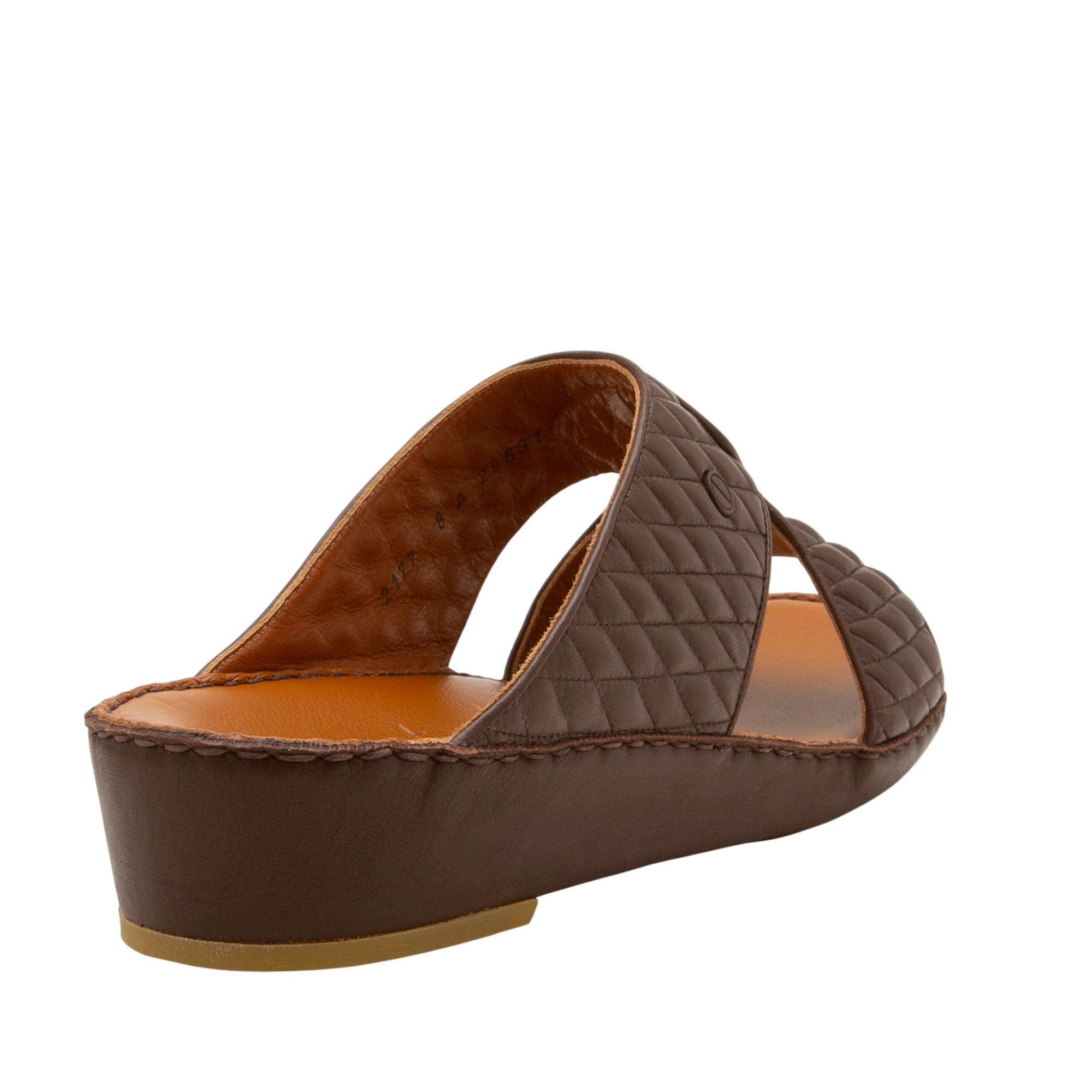 Brown Peninsula Lamb Matelasse sandals with quilted leather upper and wedge sole from Private collection