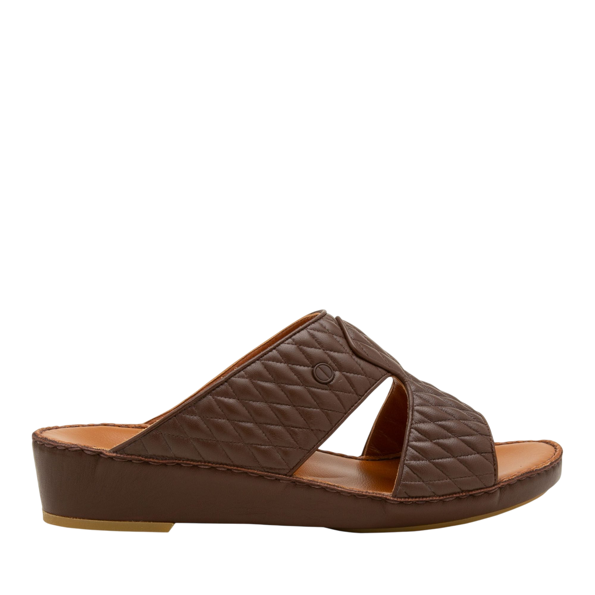 Brown Peninsula Lamb Matelasse sandals with quilted leather straps and cushioned sole
