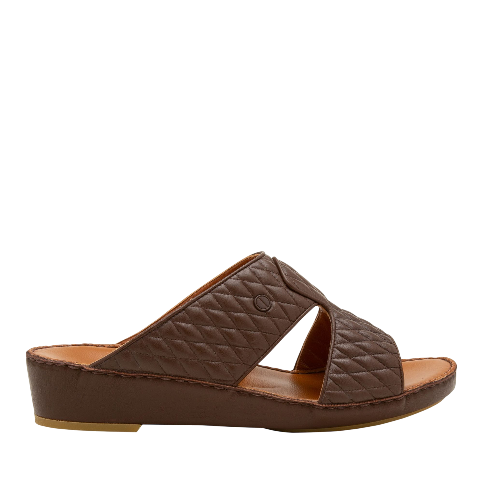 Brown Peninsula Lamb Matelasse sandals with quilted leather straps and cushioned sole