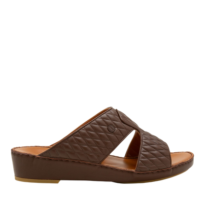 Brown Peninsula Lamb Matelasse sandals with quilted leather straps and cushioned sole