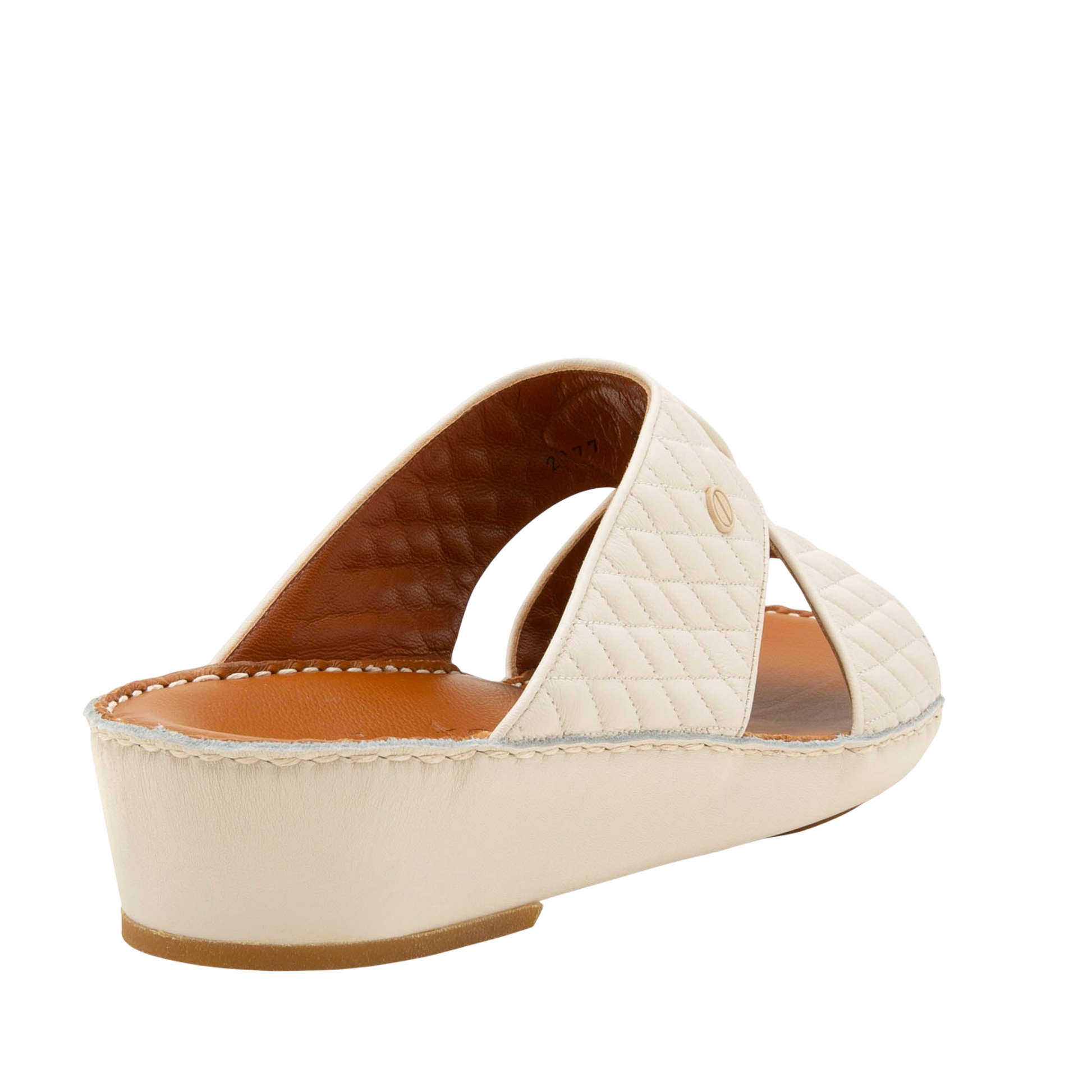 Cream Peninsula Lamb Matelasse sandals with quilted straps and cushioned sole from Private collection