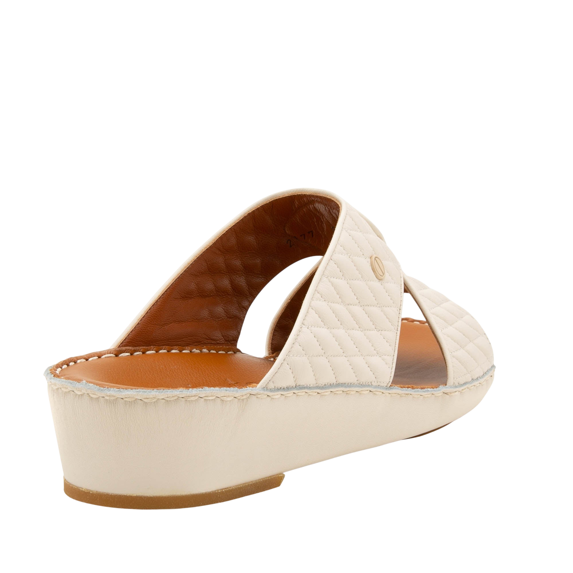 Cream Peninsula Lamb Matelasse sandals with quilted straps and cushioned sole from Private collection