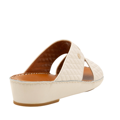 Cream Peninsula Lamb Matelasse sandals with quilted straps and cushioned sole from Private collection
