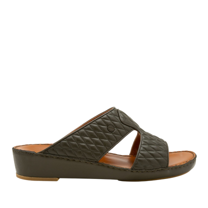 Black Peninsula Lamb Matelasse sandals with quilted leather upper and cushioned footbed