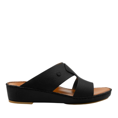 Black Peninsula Nouvo Deercalf sandals with wedge sole and open toe design