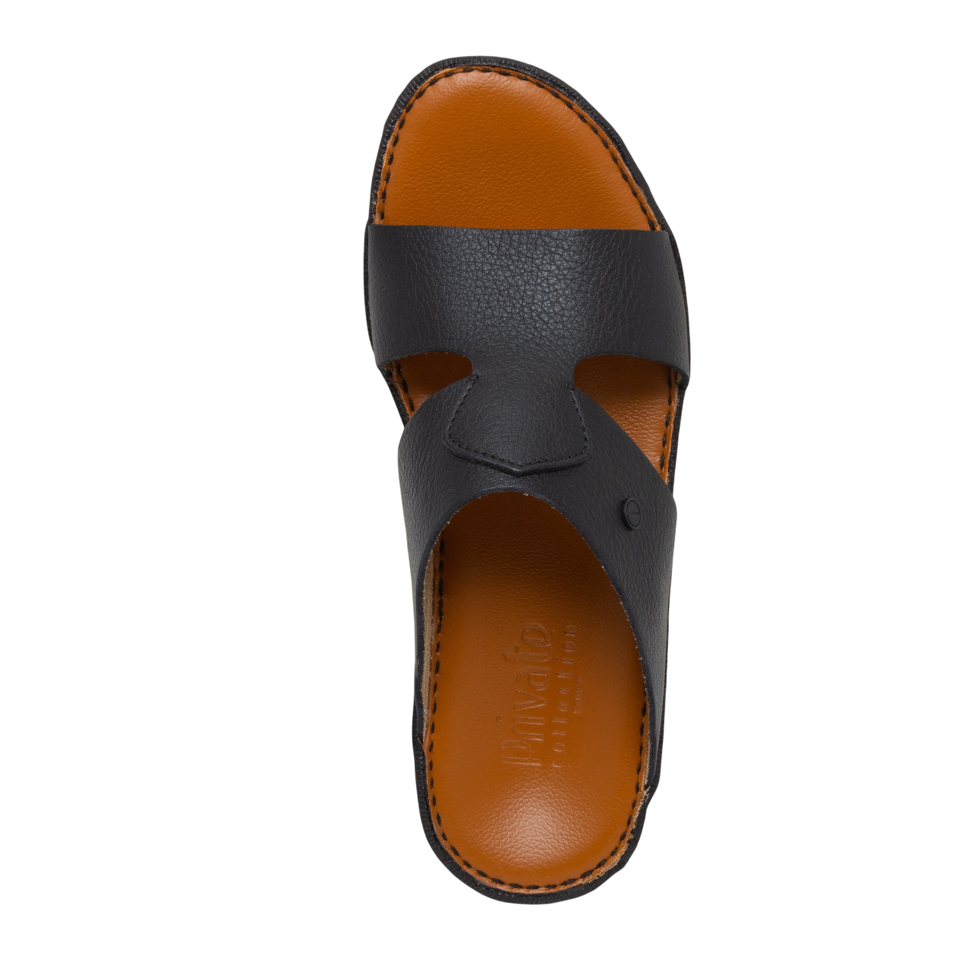 Black Peninsula Nouvo Deercalf sandals with brown cushioned footbed and open toe design