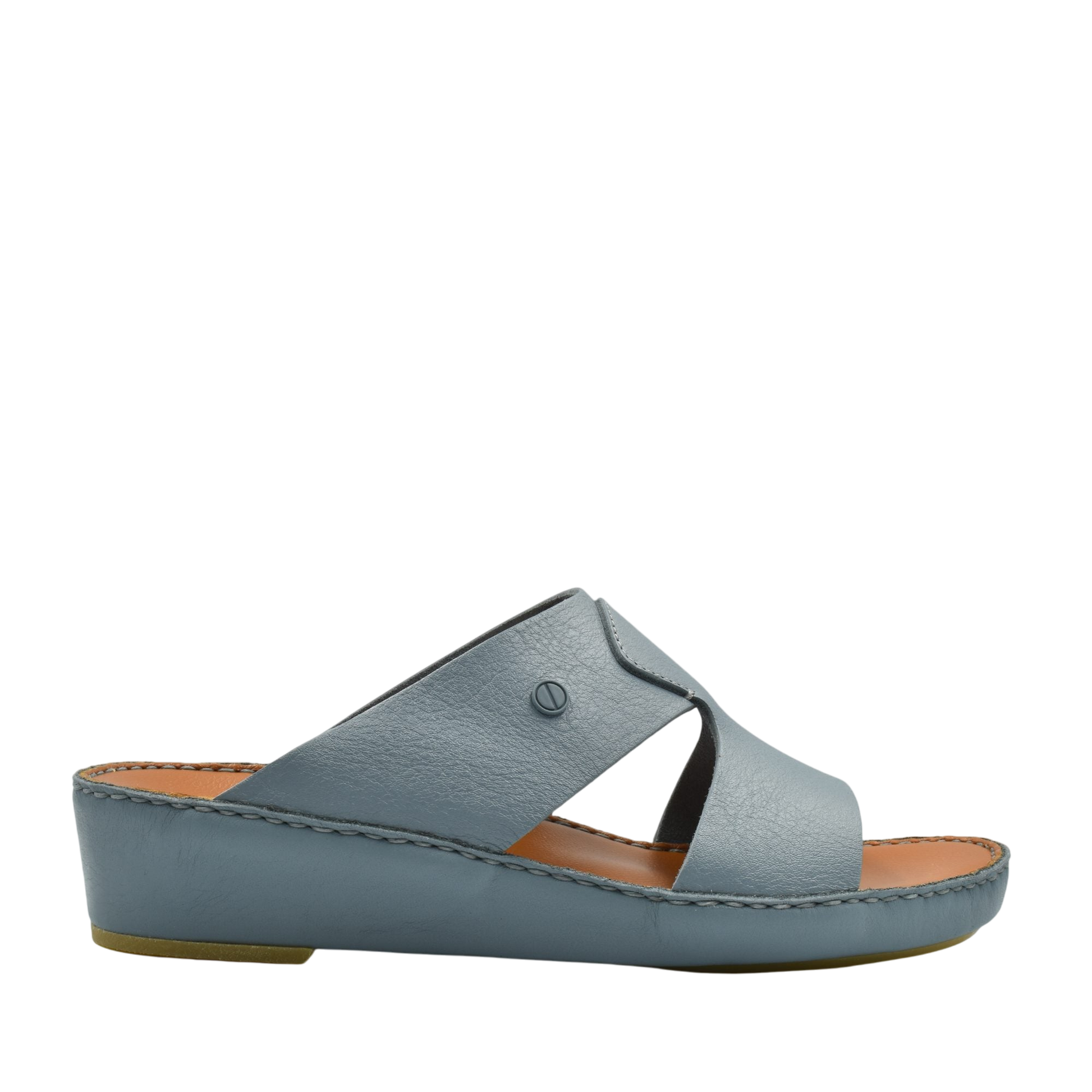 Light blue Peninsula Nouvo Deercalf sandals with wedge sole and open toe design