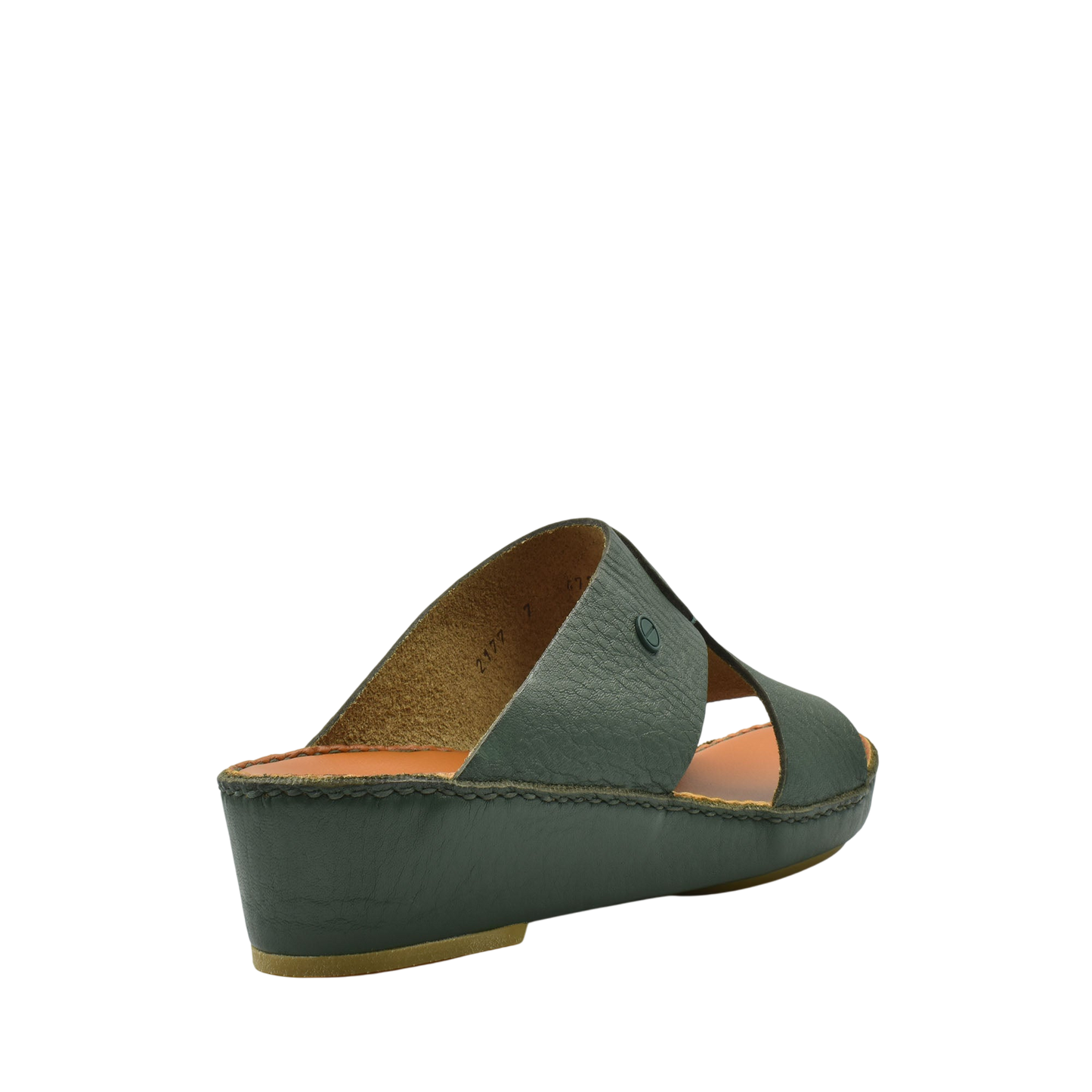 Green leather Peninsula Nouvo Deercalf sandals with wedge heel and open toe design