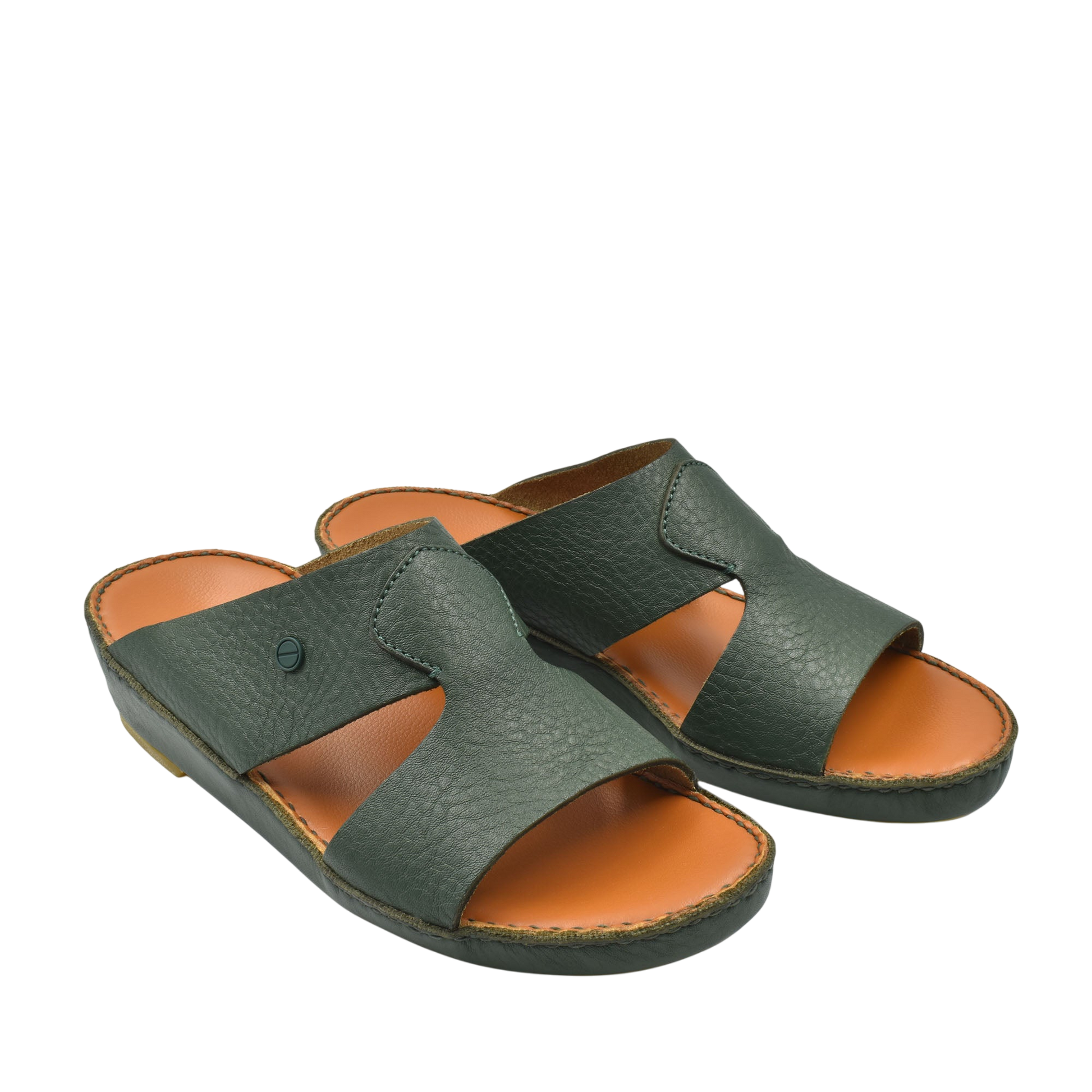 Peninsula Nouvo Deercalf sandals in dark green leather with open toe and cushioned sole