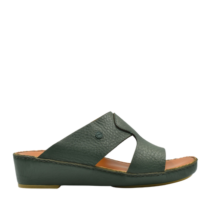 Green Peninsula Nouvo Deercalf sandals with open toe and wedge sole from Private collection