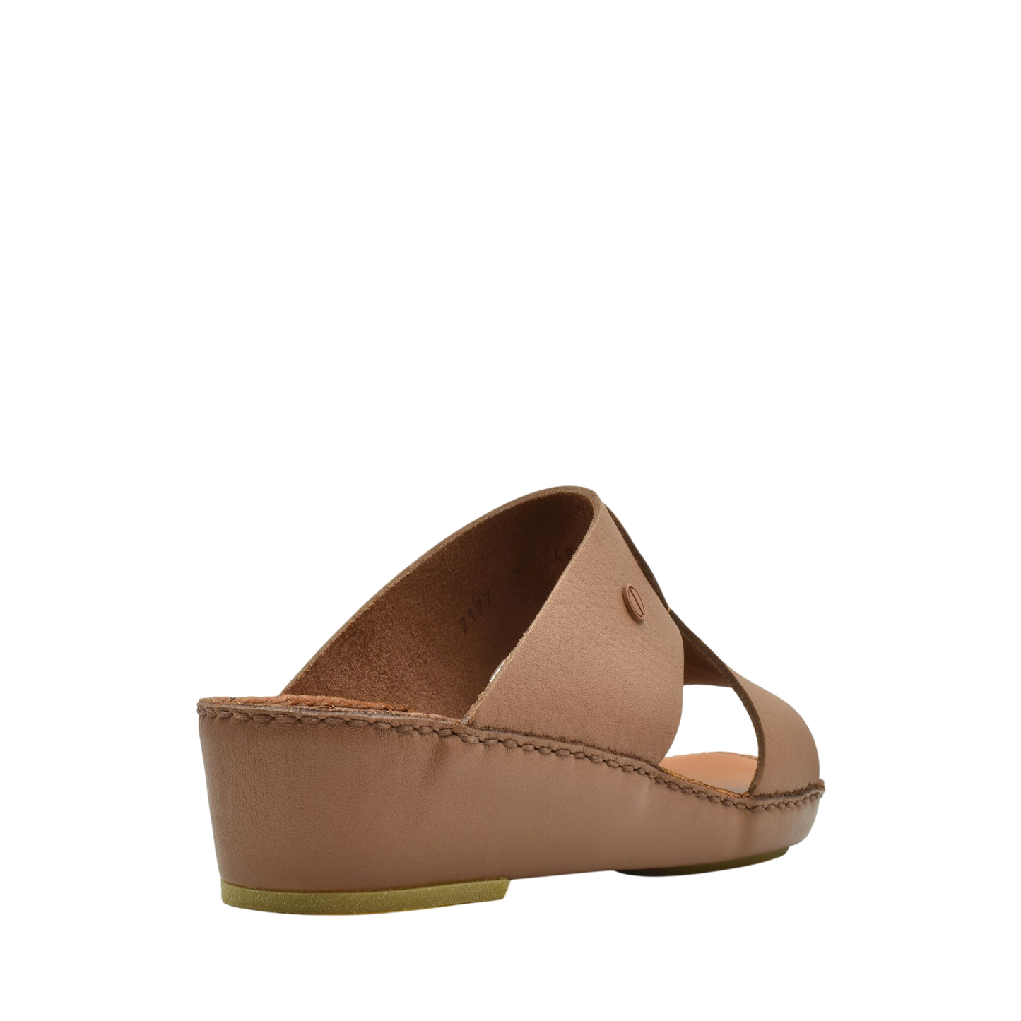 Tan leather Peninsula Nouvo Deercalf sandals with wedge sole and open toe design