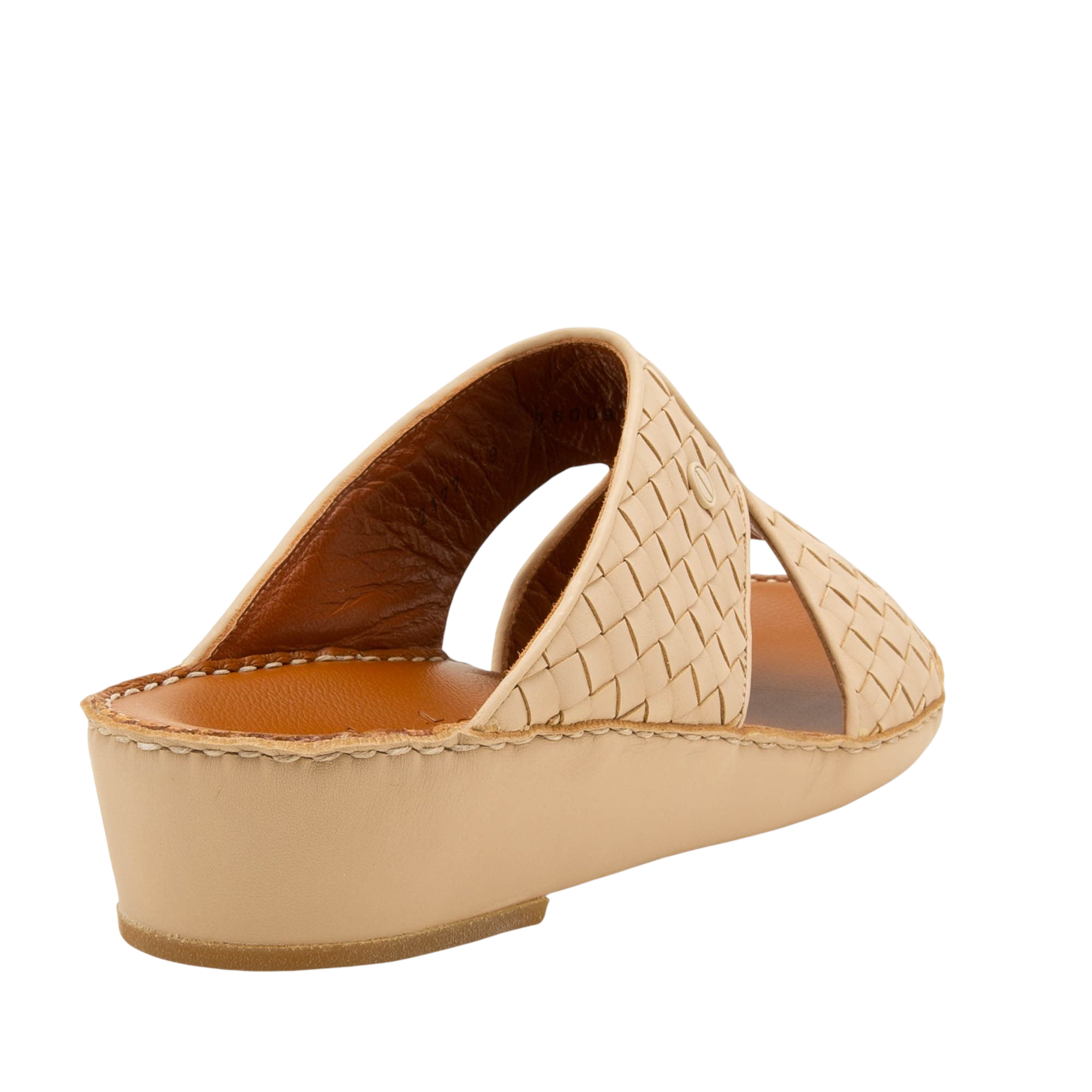 Beige Peninsula Trecce sandals with woven leather upper and comfortable wedge sole