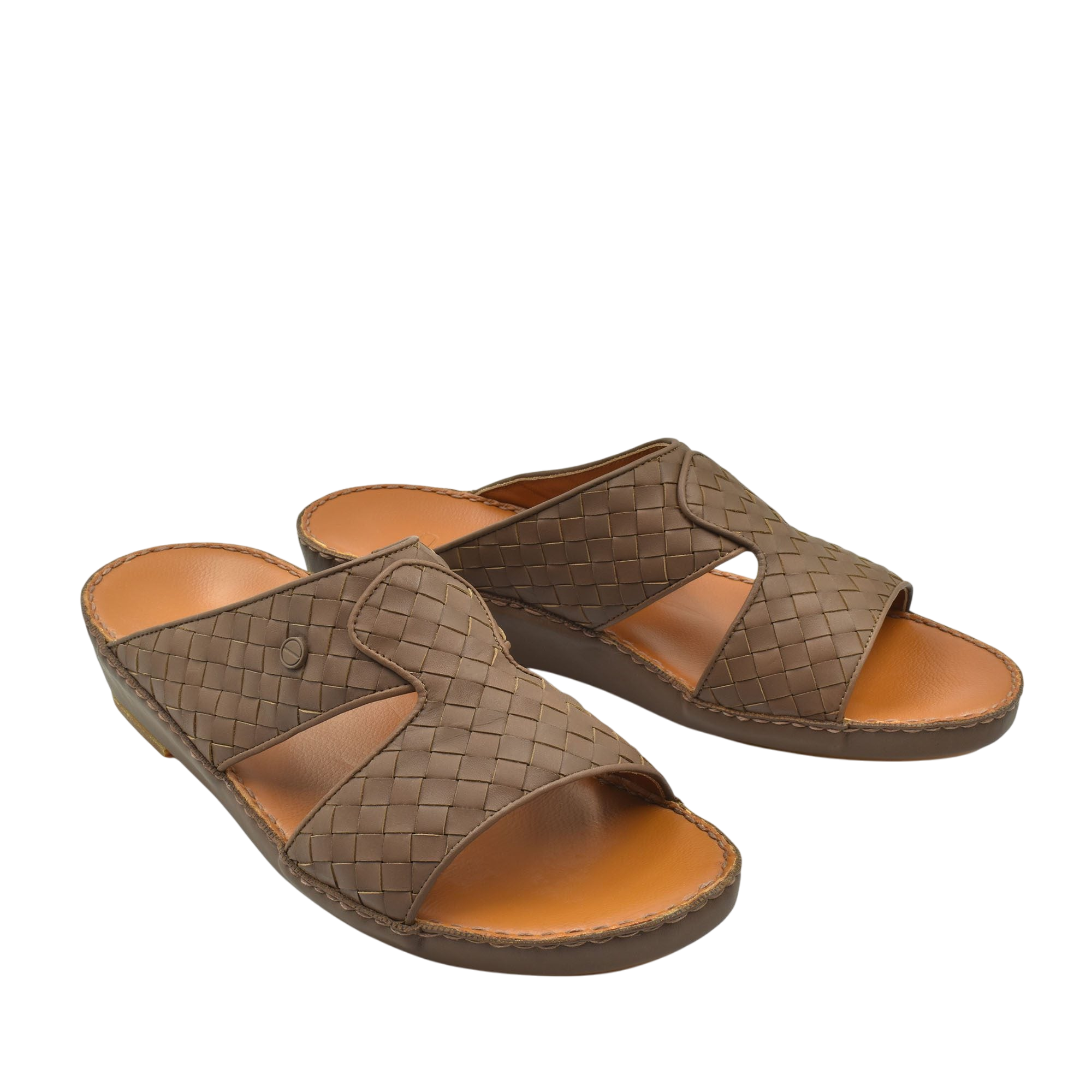 Brown woven leather Peninsula Trecce sandals with open toe and slip-on design for casual wear