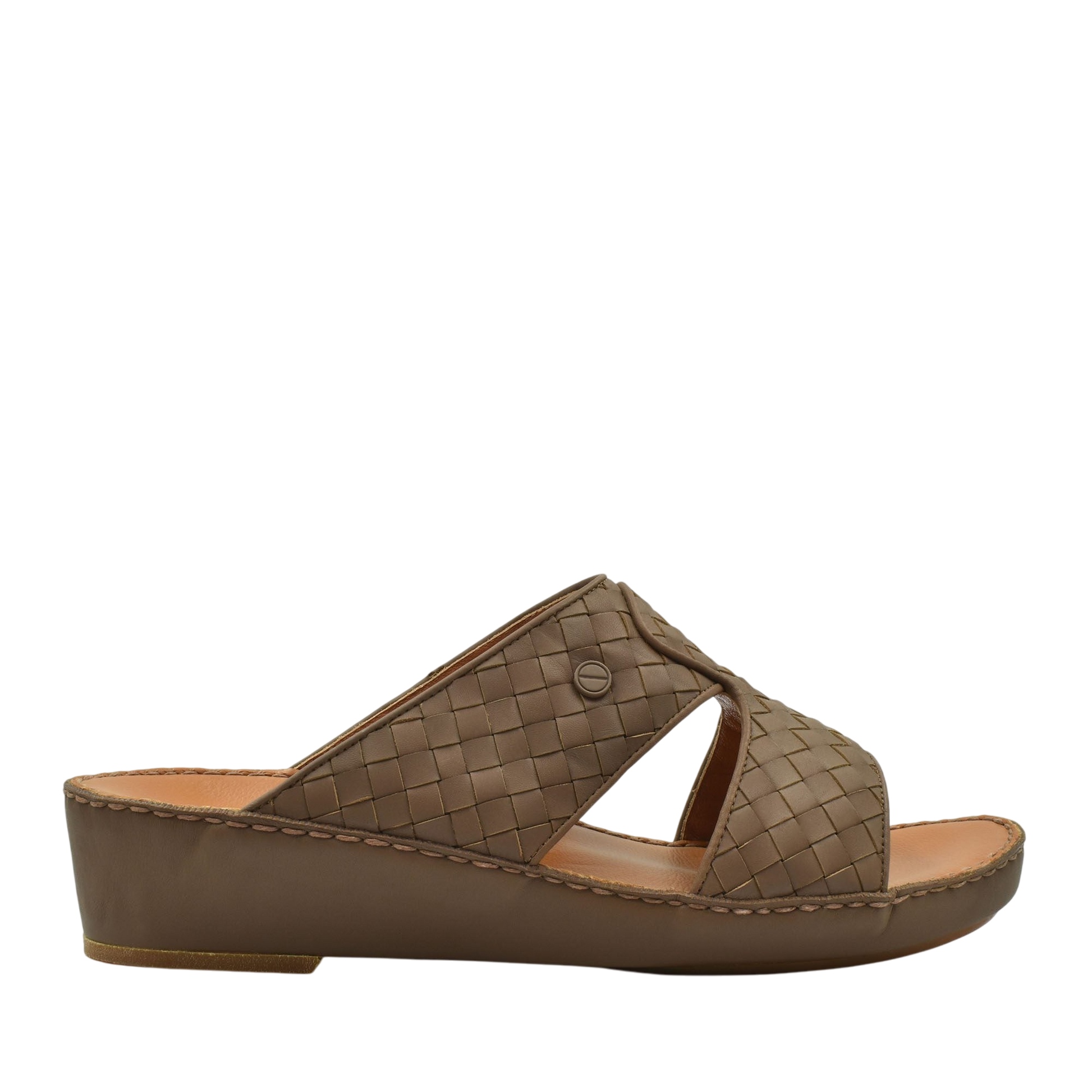 Brown Peninsula Trecce sandals with woven leather upper and cushioned wedge sole