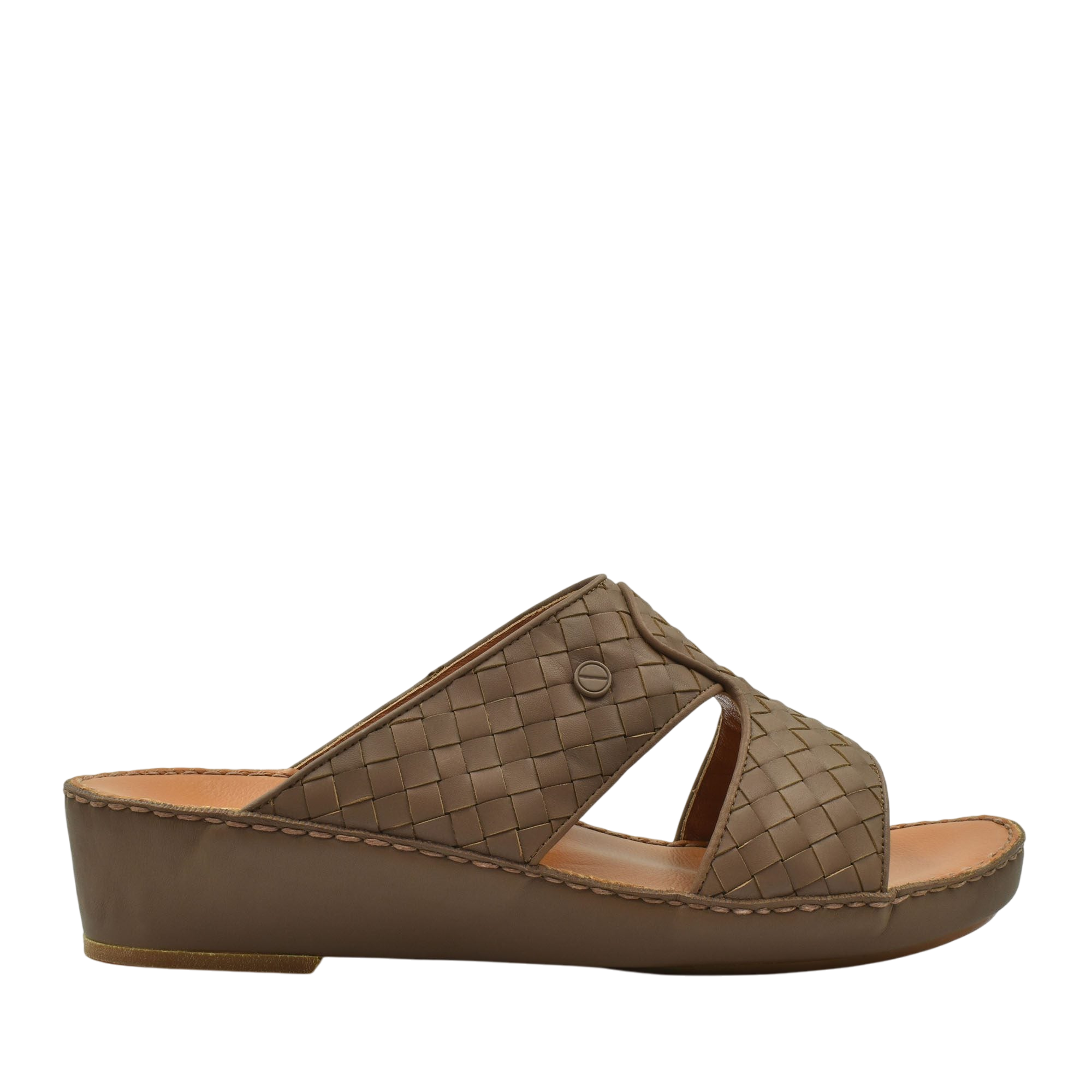 Brown Peninsula Trecce sandals with woven leather upper and cushioned wedge sole