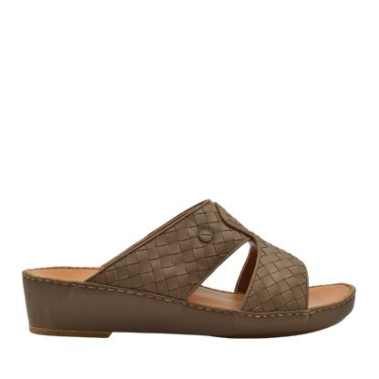 Brown Peninsula Trecce sandals with woven leather upper and cushioned wedge sole