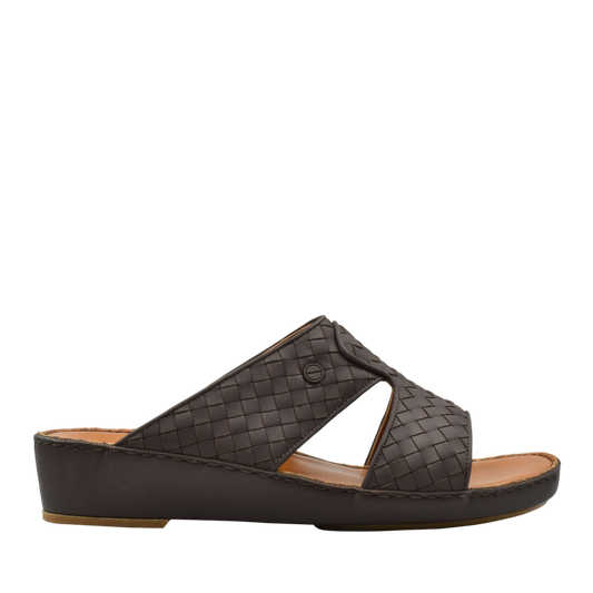 Black Peninsula Trecce sandals with woven leather upper and comfortable wedge sole