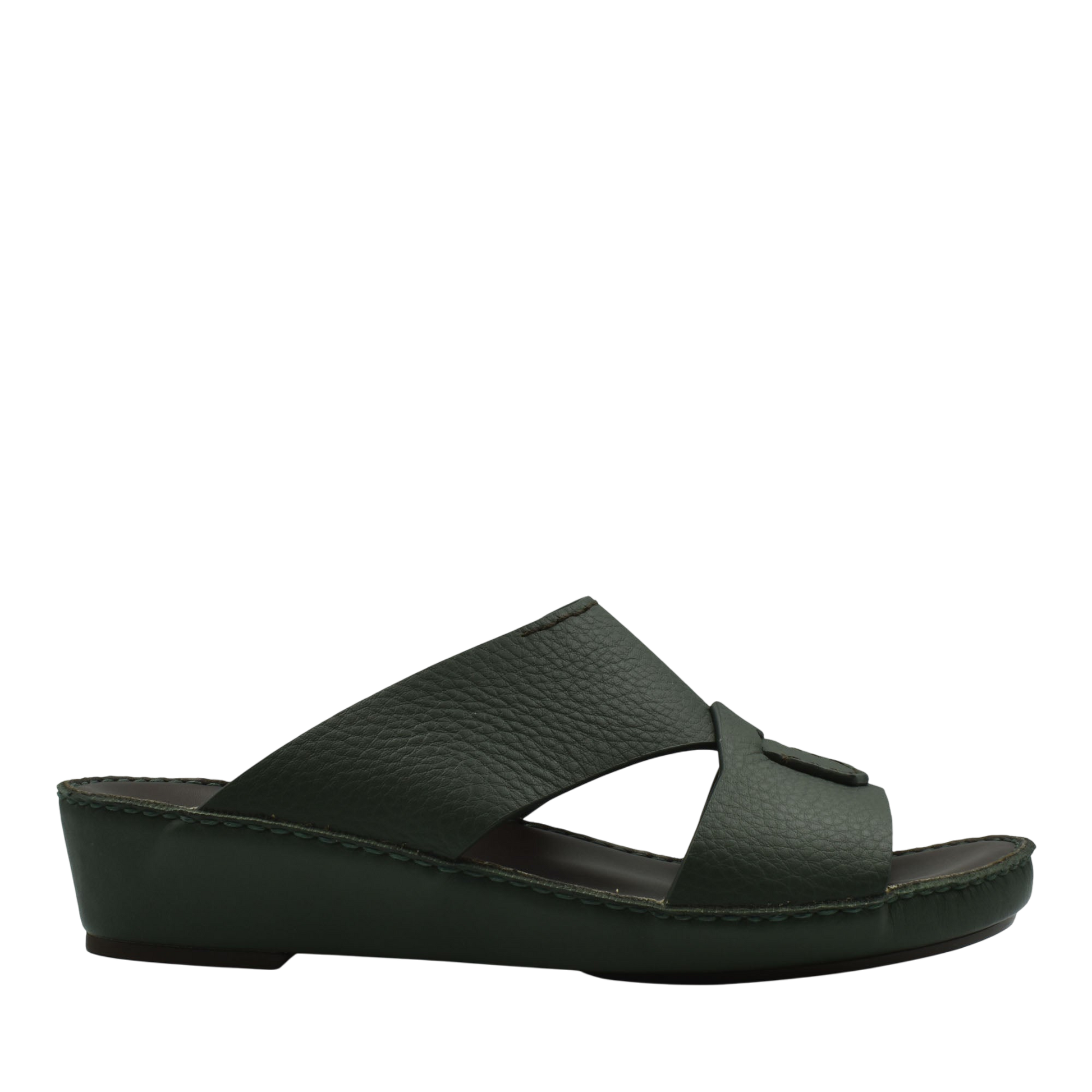 Black leather Piega Nuovo sandals with open toe and cushioned wedge sole for comfortable wear